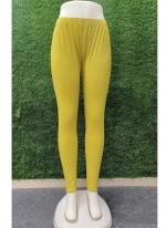 Cotton Lemon Casual Wear Plain Leggings